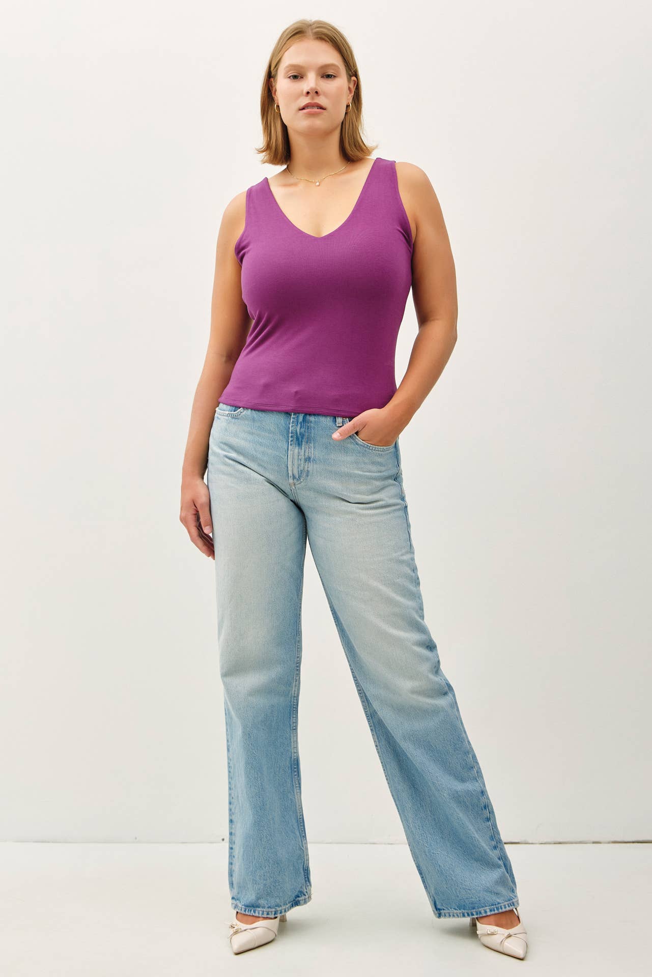 Be Cool - Wholesale Tank Top - Women's - PLUS [SOFT CORE] BASIC V-NECK F AND B TANK 1