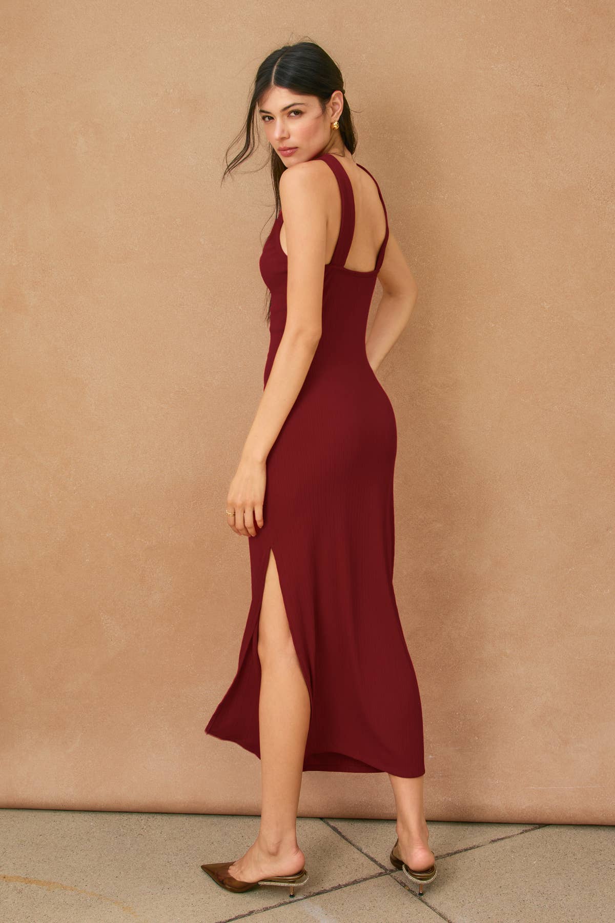 Dress Forum - Wholesale Dress - Women's - Gold Applique Halter Neck Rib Knit Dress (1)11