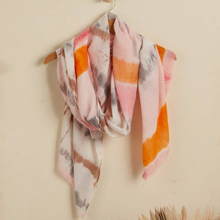 Hadley Wren – Großhandel Schal – Damen – Skye Tie Dye Halstuch, Rosa/Orange3