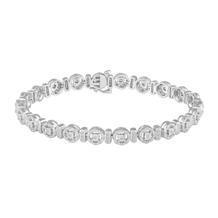 1 Carat tw Natural Diamond Halo Tennis Bracelet in 925 Sterl for wholesale by Fifth and Fine