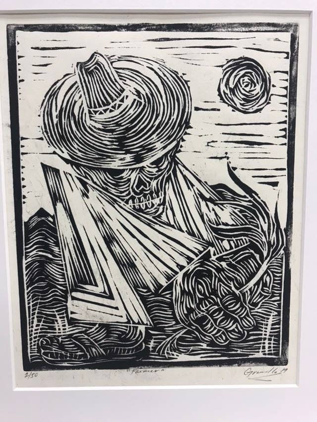 Farmer Dark Green Lino Block Print for wholesale by Chris Granillo Art