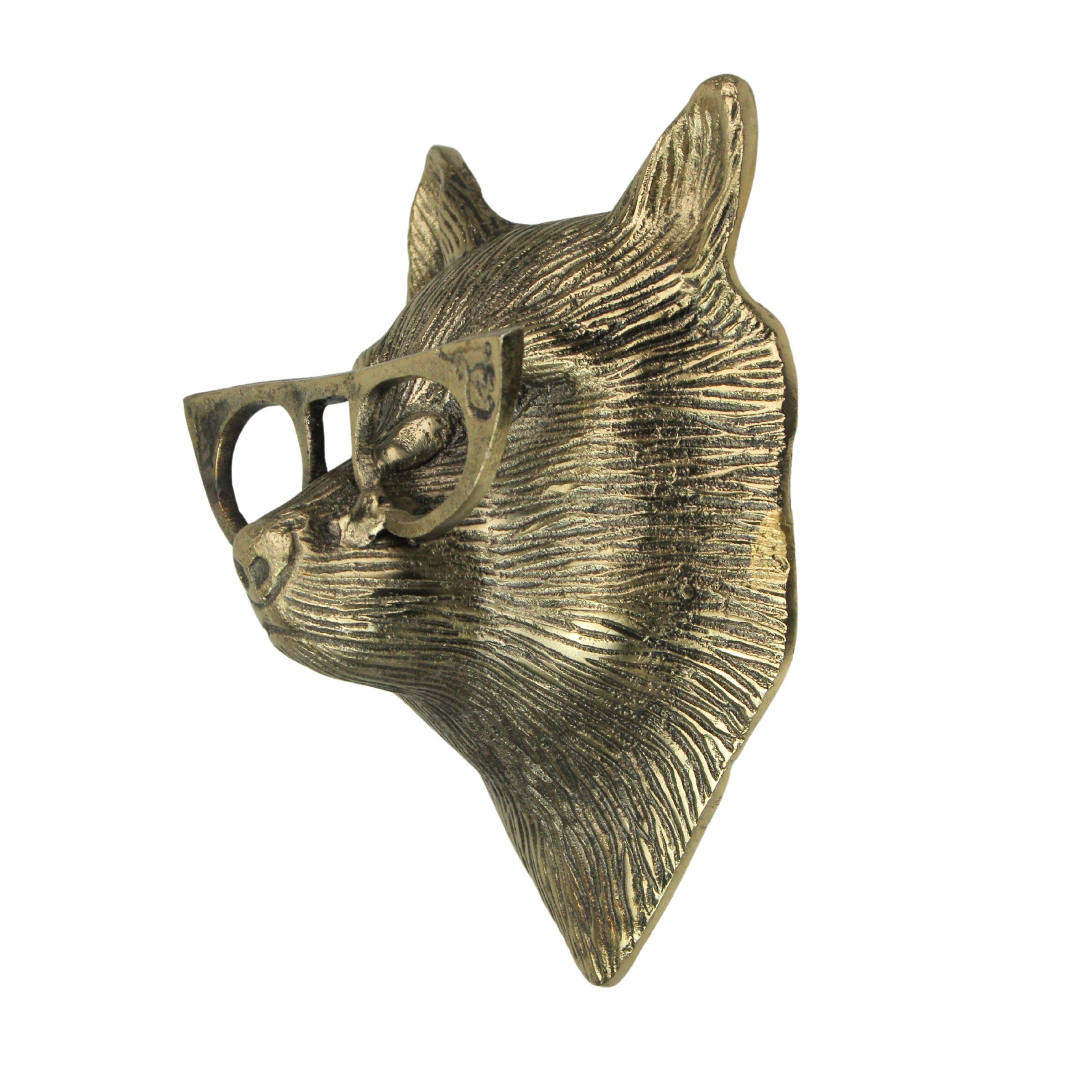 Zeckos - Wholesale Wall Decor - Kids & Baby - Gold Fox Head Wall Hanging with Cat’s Eye Glasses – 6" High2