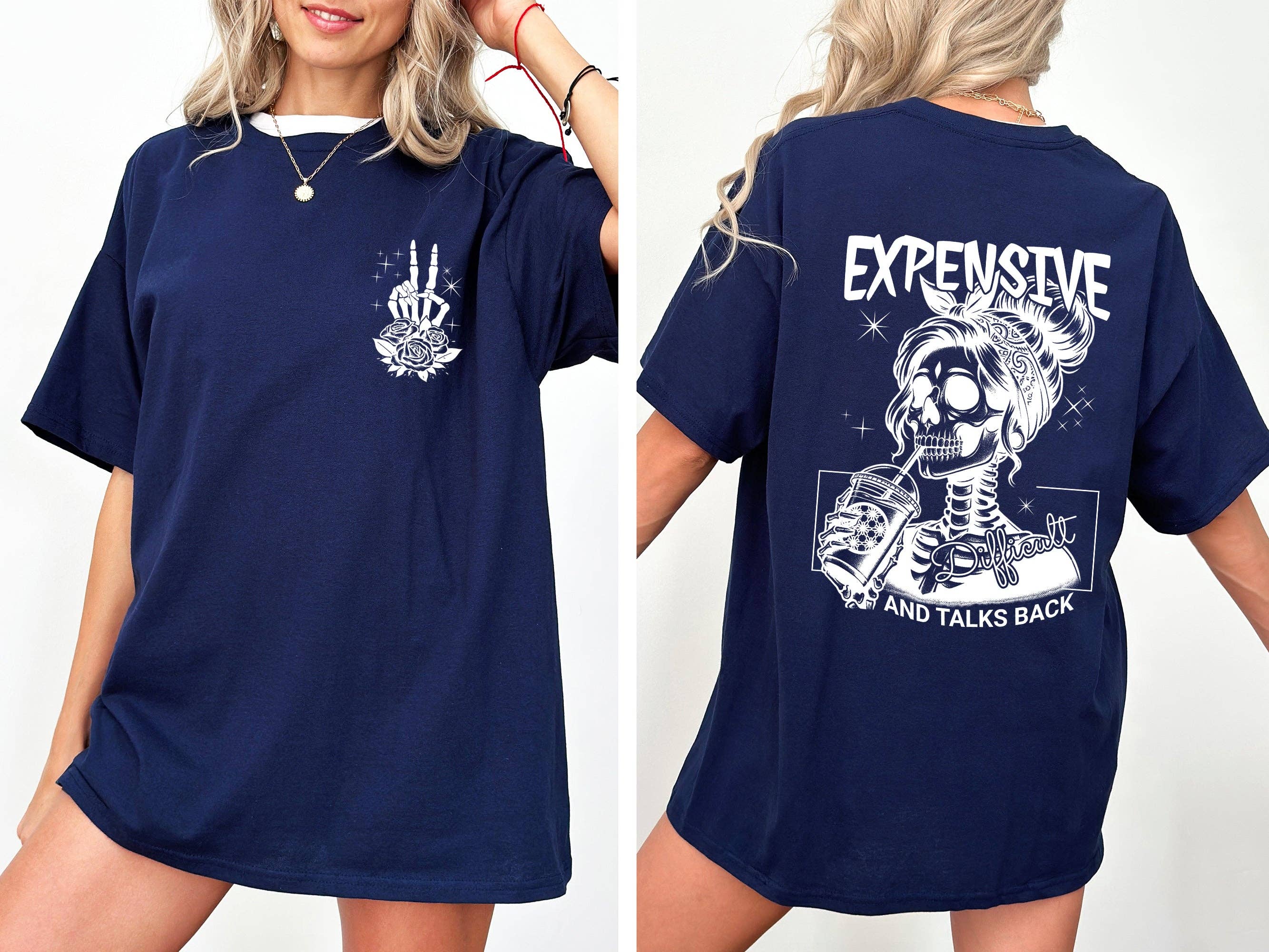 Refinery Number One LLC – Engroshandel Tunika - Dame – Dyrt, Svært, Taler tilbage, Vilde Kvinde, Mor, Skelet, Retro, Komfortfarvet T-shirt2