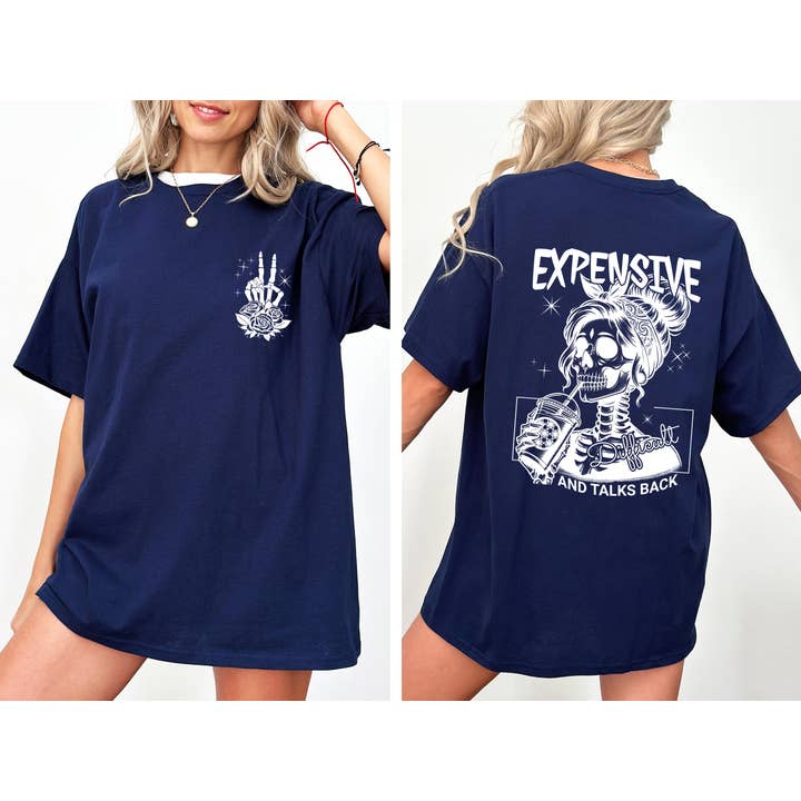 Refinery Number One LLC – Großhandel Tunika – Damen – Teuer, schwierig, spricht zurück, Wilde Frau, Mama, Mutter, Skelett, Retro, Comfort Colors T-Shirt2