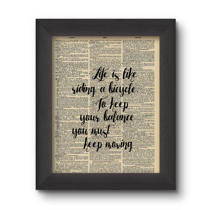 Life Is Like Riding A Bicycle... - Albert Einstein for wholesale by Cecelia Rose Book Page Art
