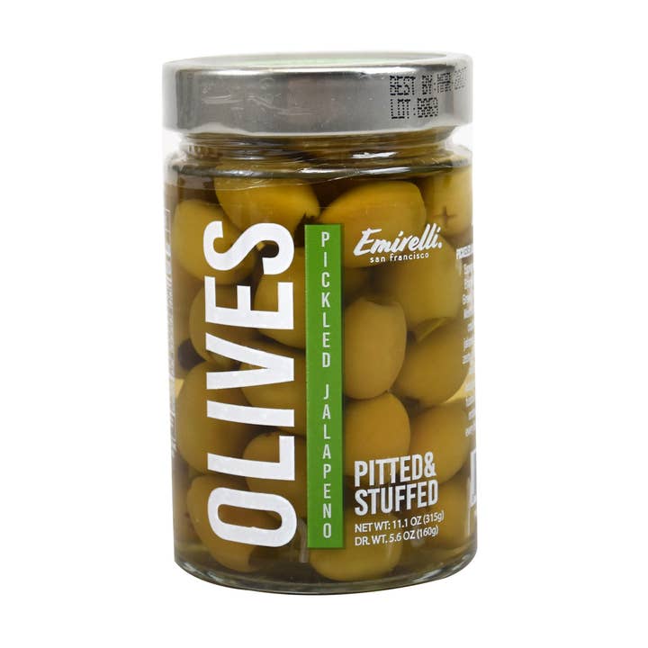 Pickled Jalapeno Stuffed Green Olives for wholesale by Emirelli
