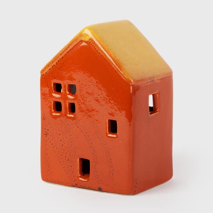 Ceramic Painted House Décor,3.35x2.55x4.7", Red for wholesale by Truu Design