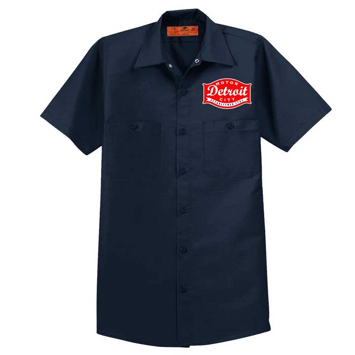 Camicia da uomo Detroit Buckle Mechanic - Navy per la vendita all'ingrosso da parte di Detroit Shirt Co.