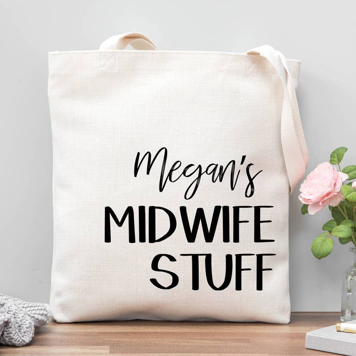 Midwife Stuff Tote Bag for wholesale by DoodlecardsBoutique