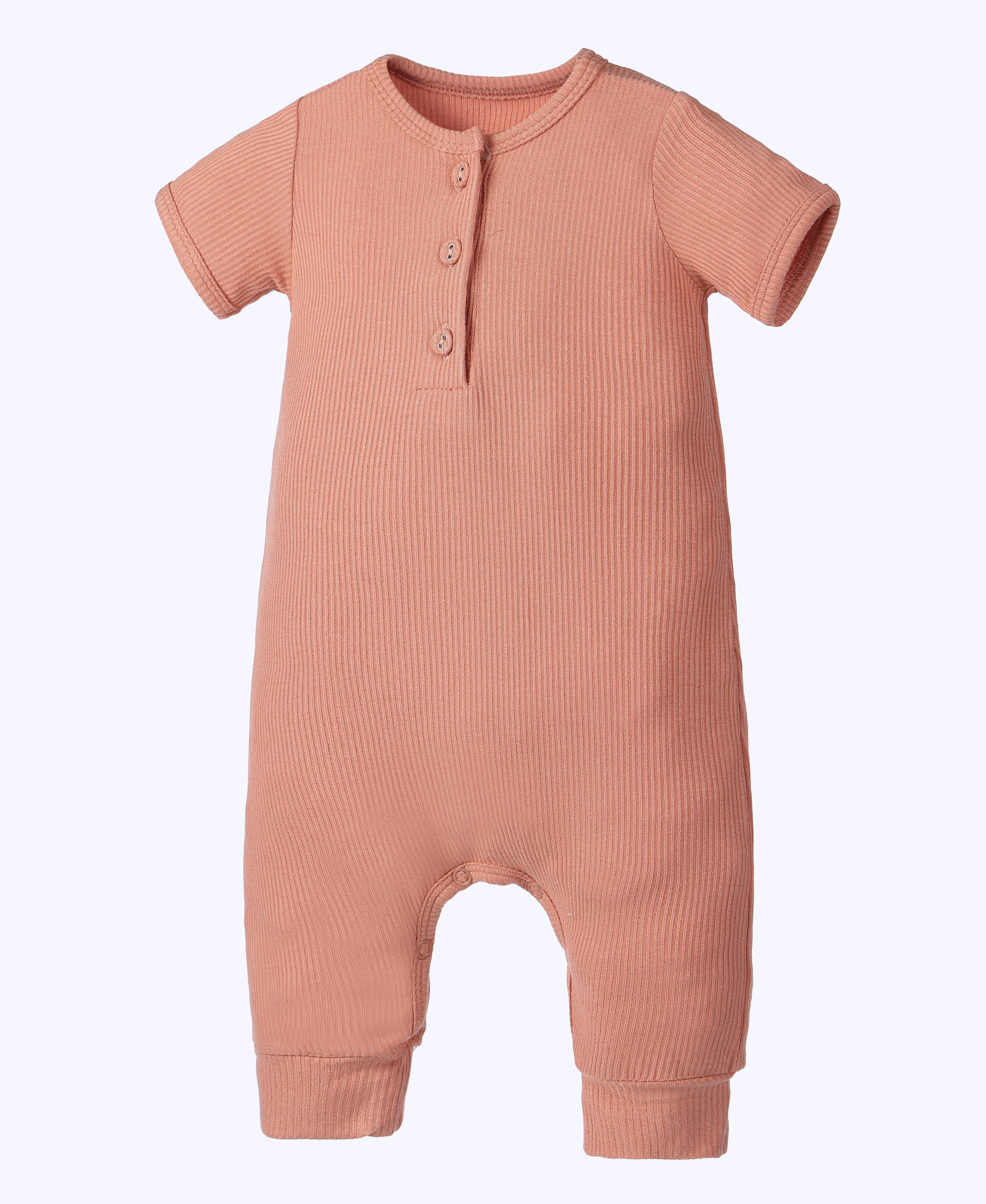 Earth Baby Outfitters - Wholesale Jumpsuit - Baby - Bamboo Ribbed Short Sleeve Henley Romper1
