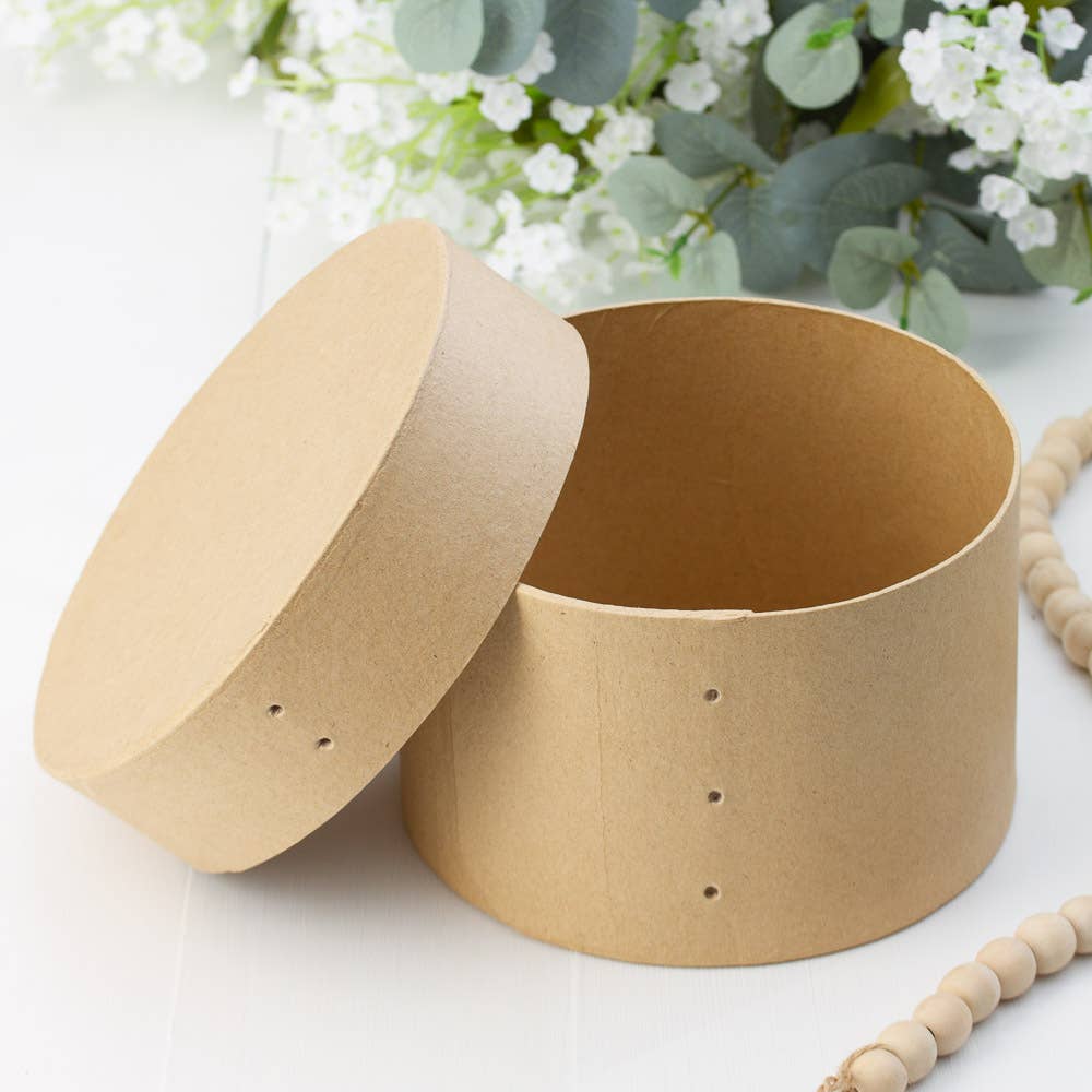Factory Direct Craft - Wholesale Decorative Box - Shaker Style Round Paper Mache Band Box - 3-5/8" H x 5-7/8" 4