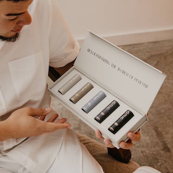 Solid Cologne Discovery Kit with Display Box for wholesale by 828 Aroma Inc.