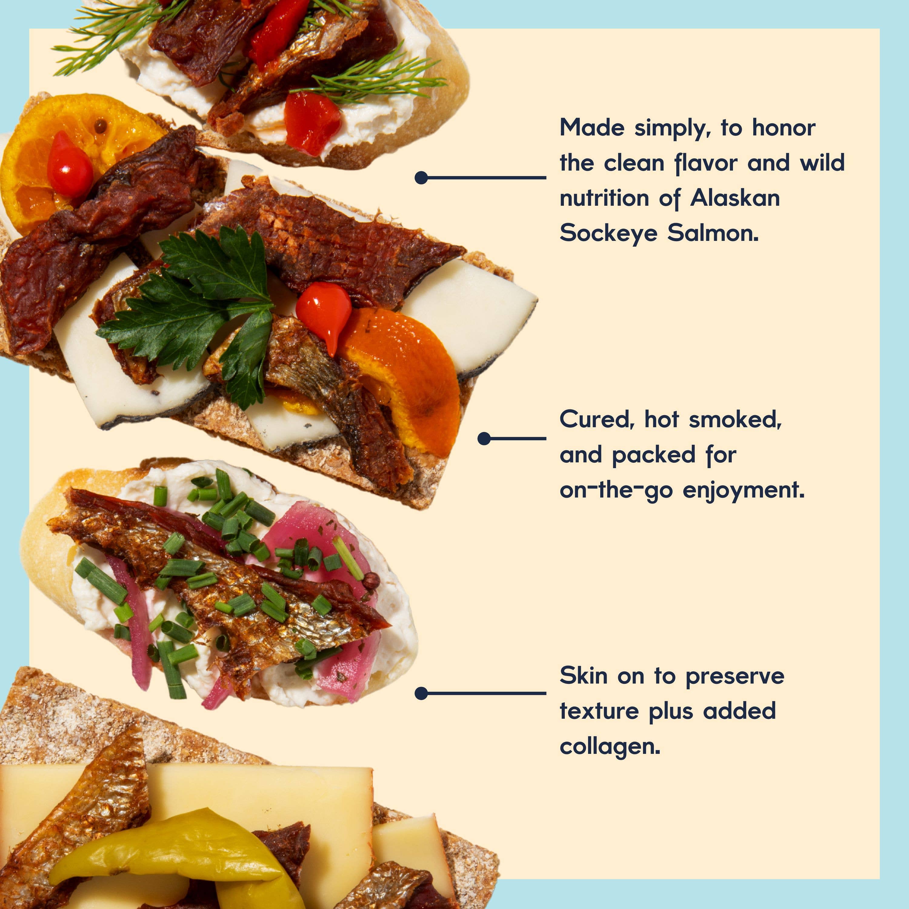 Fable Fish Company - Wholesale Jerky - Sea Salt Wild Alaskan Sockeye Salmon Jerky (64 ct case)5