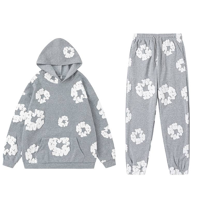 Rosa Clothing - Wholesale Top & Pant Set (NOT Loungewear) - Women's - Foam print Y2K hoodie sweatshirt & jogging set1