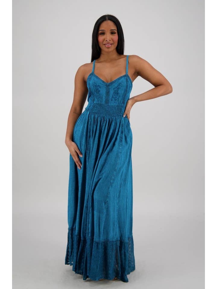 Advance Apparels - Wholesale Dress - Women's - Sheer Hem Smocked Maxi Dress ADL-2532412