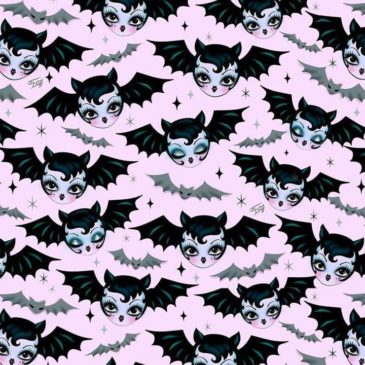 "Battylicious" Leggings by Miss Fluff x Lipstick & Chrome PINK for wholesale by Lipstick & Chrome