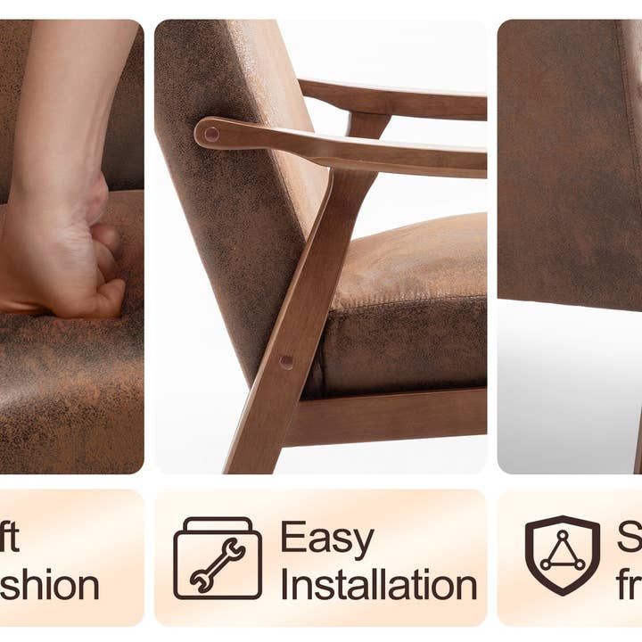 39F Inc. - Wholesale Chair - Mid-Century Modern Wingback Accent Chair Brown Fabric15