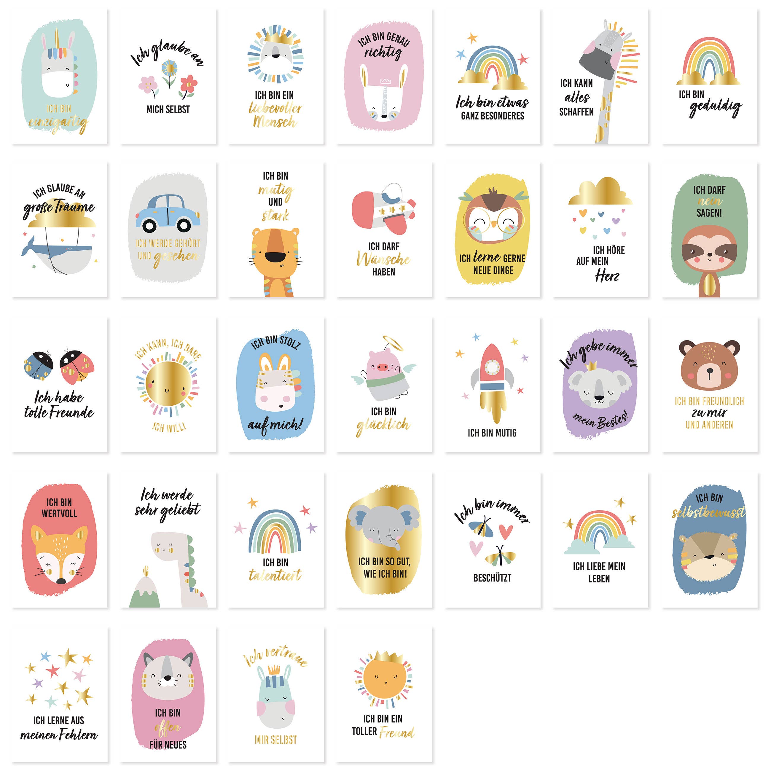 Papierdrachen - Wholesale Stationery/Notecard Set - Affirmation cards - animals1