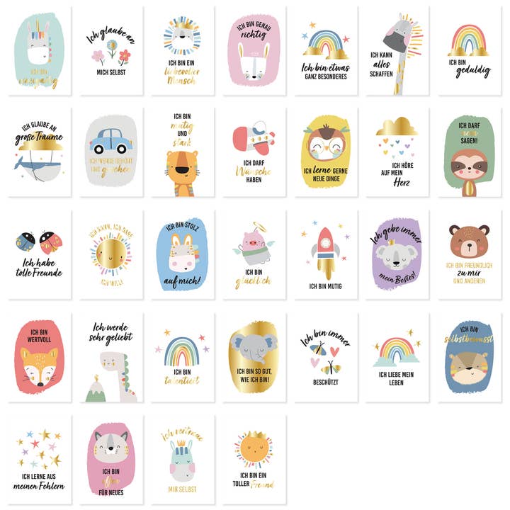 Papierdrachen - Wholesale Stationery/Notecard Set - Affirmation cards - animals1