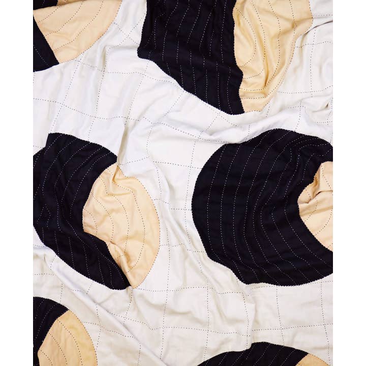 Anchal - Wholesale Throw Blanket - Crescent Lattice Quilt Throw - Charcoal2