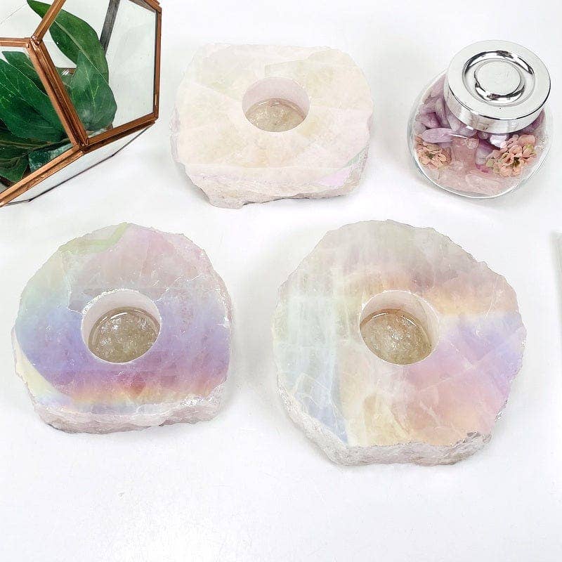 Rock Paradise – wholesale Ljushållare – Angel Aura Rose Quartz Kristall Ljusstake6