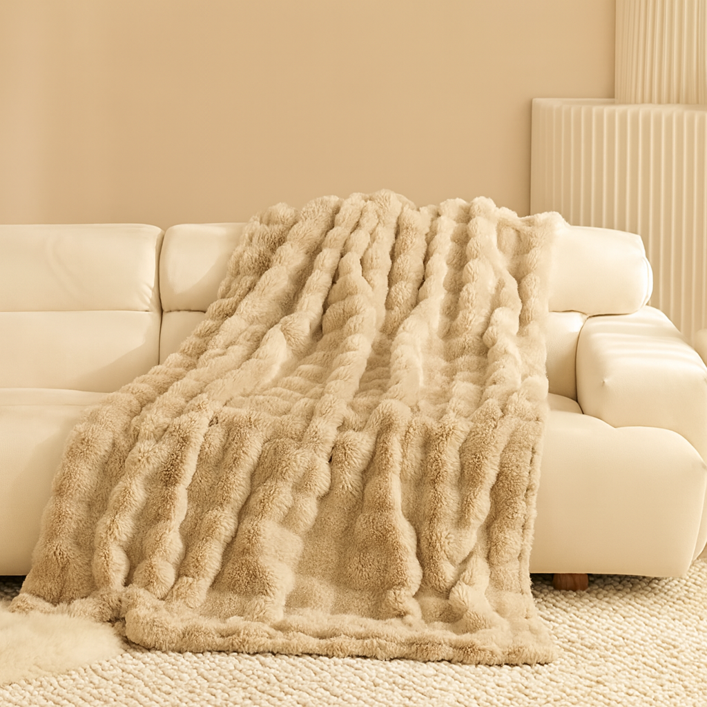 Fennco Styles – wholesale Prydnadsfilt – Naturlig Bubbel Fuskpälsfilt – 50" x 60"1