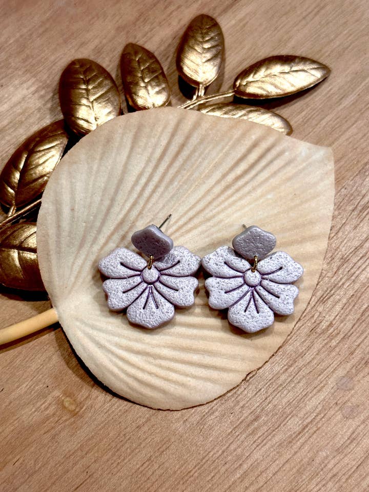 Lilac Flower Drop Earrings for wholesale by Making With Grace