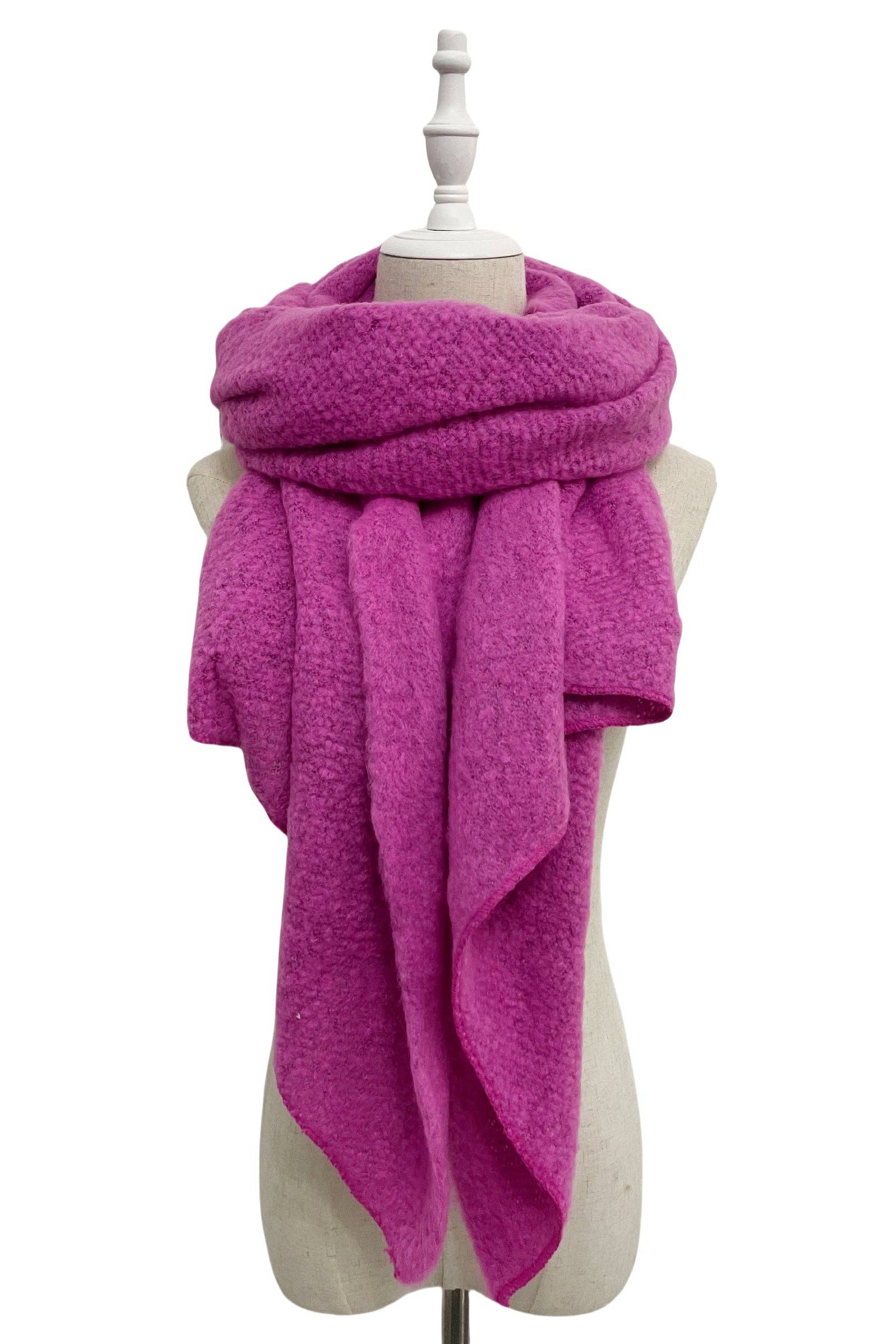 Fashion Scarf World - Wholesale Scarf - Women's - Plain Boucle Diagonal Edge Wool Scarf7