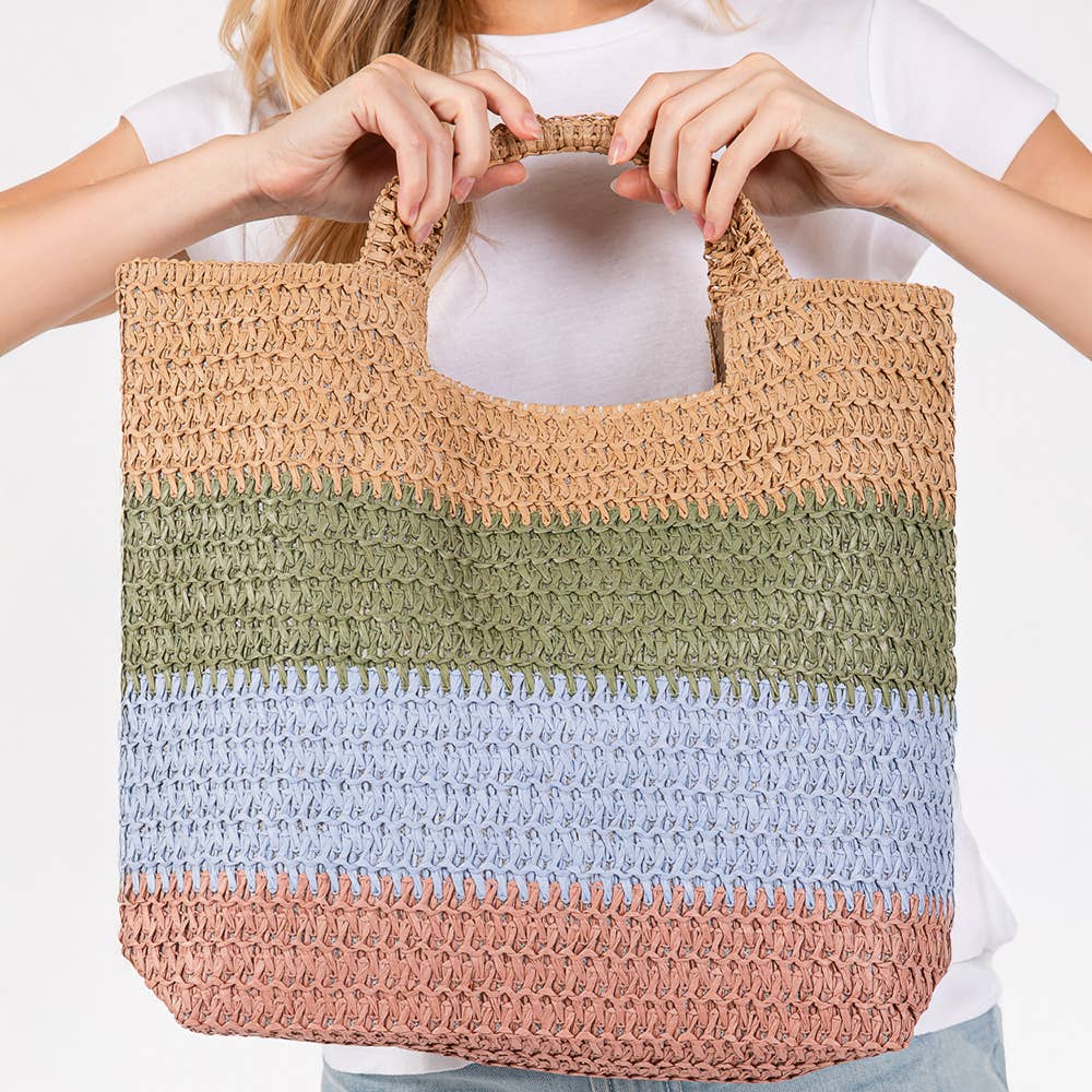 Sensibling Corp. - Wholesale Beach Bag - Multi Color Stripe Tote Bag / Beach Bag
4