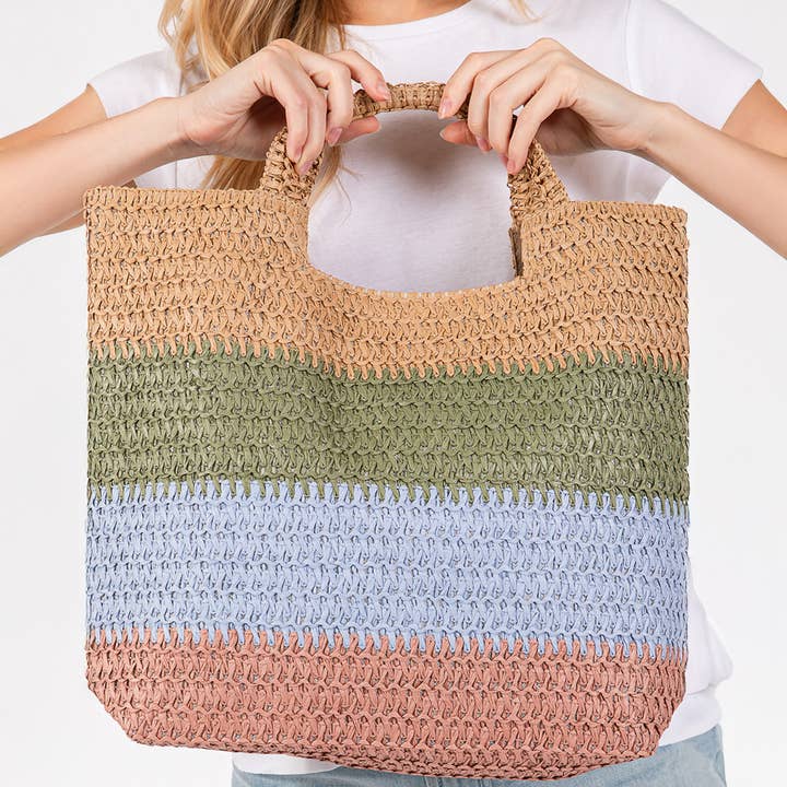 Sensibling Corp. - Wholesale Beach Bag - Multi Color Stripe Tote Bag / Beach Bag
4