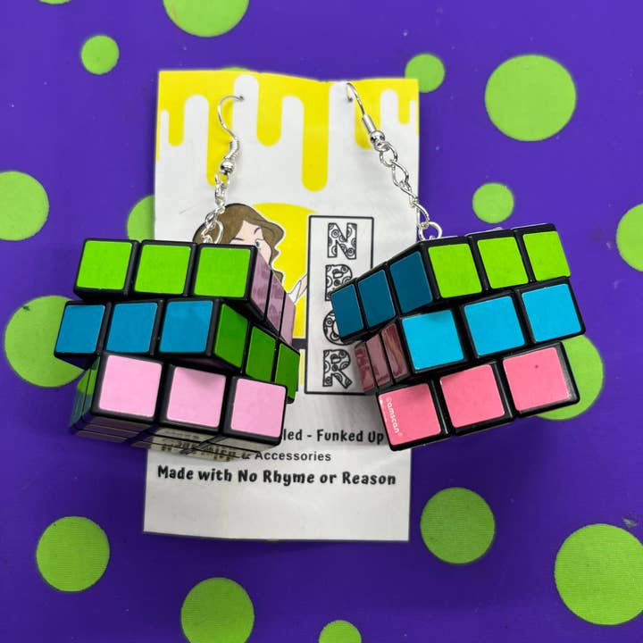 NO RHYME OR REASON ART - Wholesale Dangle Earrings - Rubik's Cube Earrings