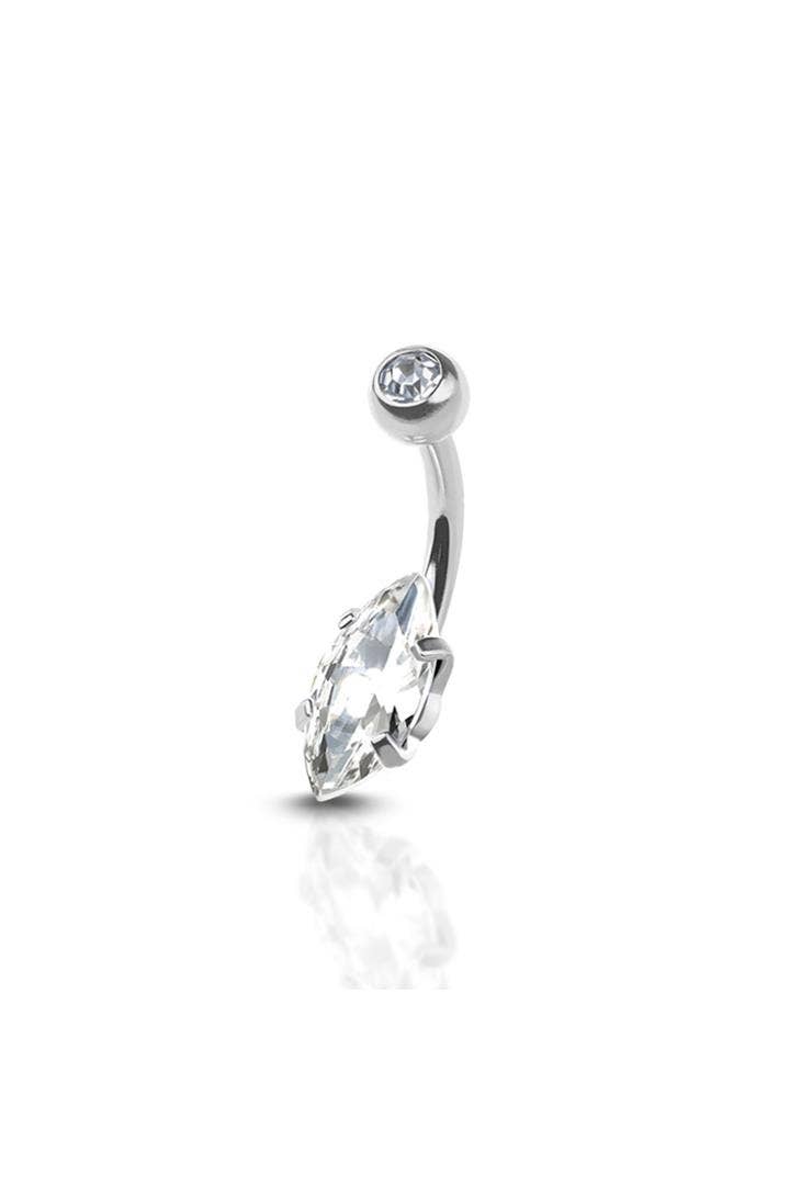 CRAVE - Wholesale Belly Ring - MARQUISE CRYSTAL PRONG SET WITH BALL BELLY BUTTON NAVEL RING1