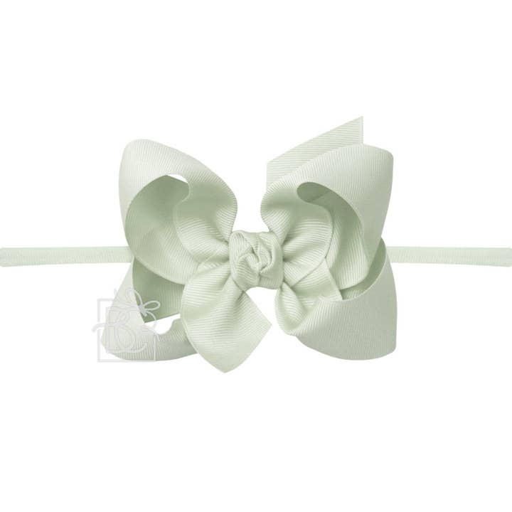 Beyond Creations, LLC - Wholesale Fashion Headband - Kids - 1/4" NYLON PANTYHOSE HEADBAND W/SIGNATURE GROSGRAIN BOW117