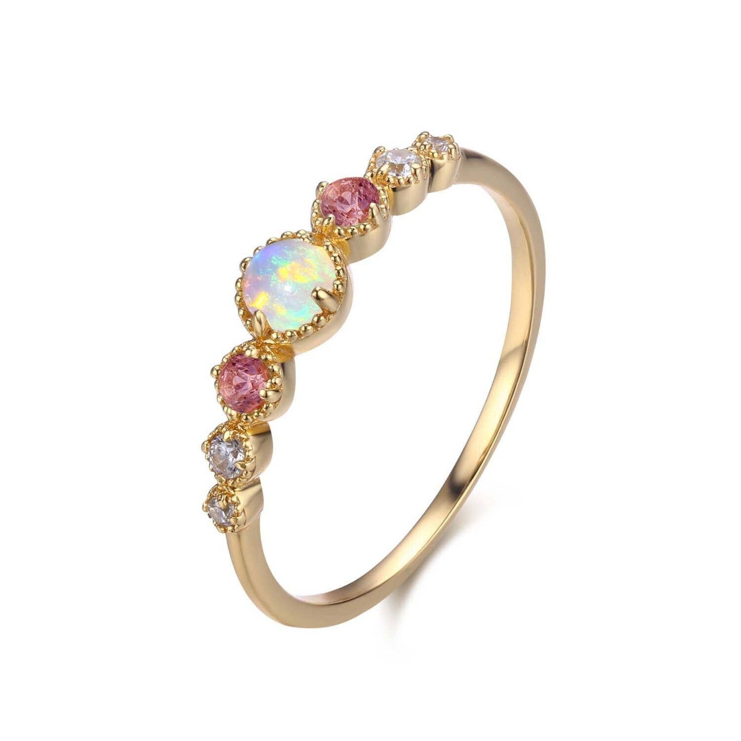 Azura Jewelry – wholesale Band/stacked ring – Divinity Opal Tourmaline Ring Solid Yellow Gold2