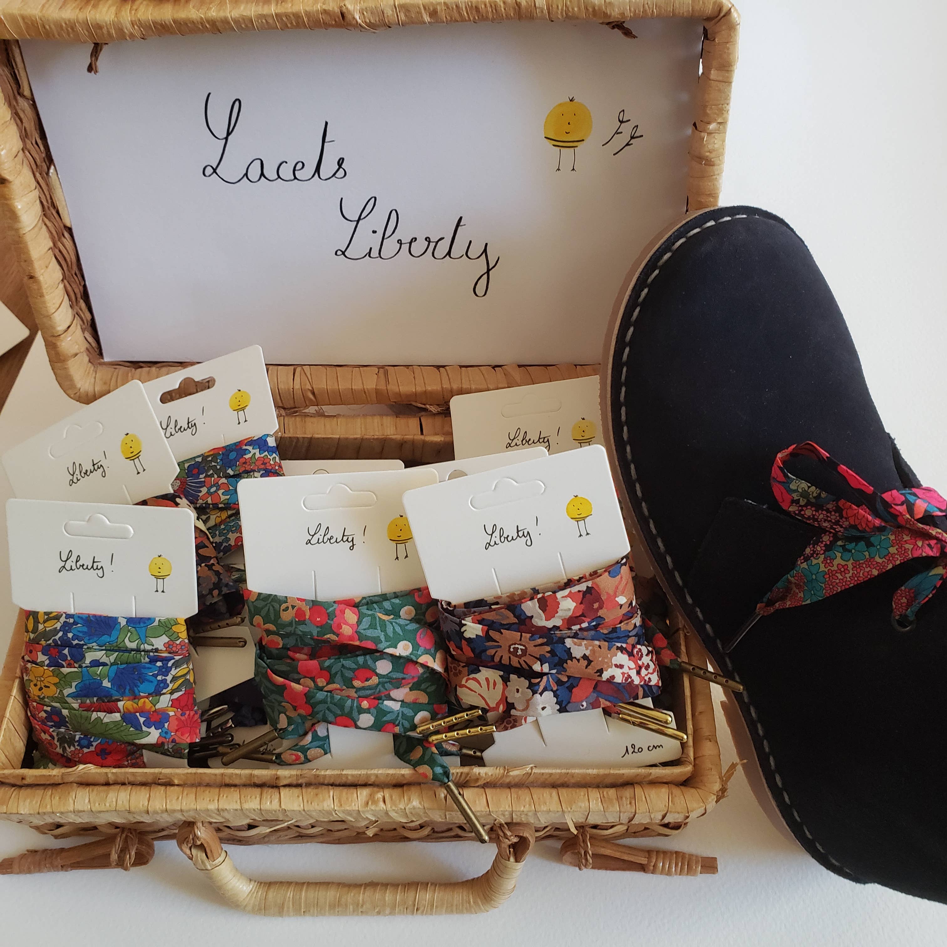 French Freluch - Wholesale Shoelaces - Women's - Liberty fabric laces, Thorpe Rust pattern6