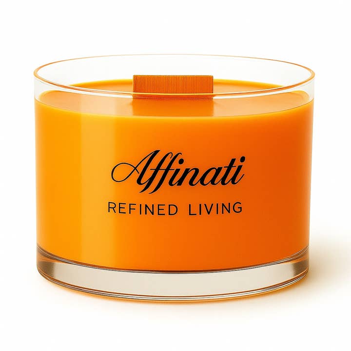 Vela de Mecha de Madera de Cachemira y Calabaza – Lujo 13 oz Mezcla de Soja | Affinati para venta al por mayor de Affinati