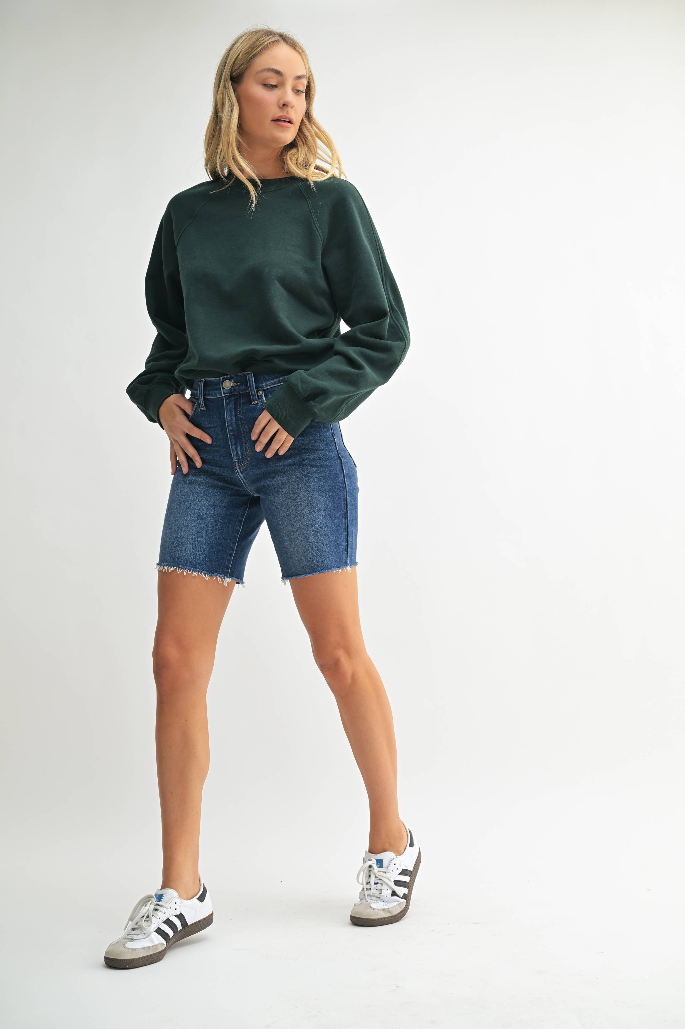 JBD - Wholesale Shorts - Women's - DH824 - DK - Scissor Cut Longer Length Short2