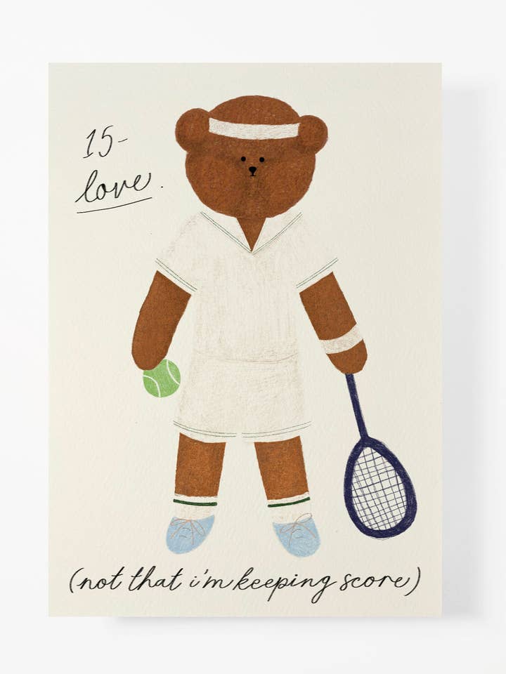 Tennis Bear Greeting Card for wholesale by The Bear Days