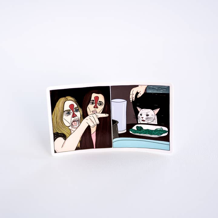 Autocollant mème de la femme criant sur le chat pour la vente par Hemsin Atelier