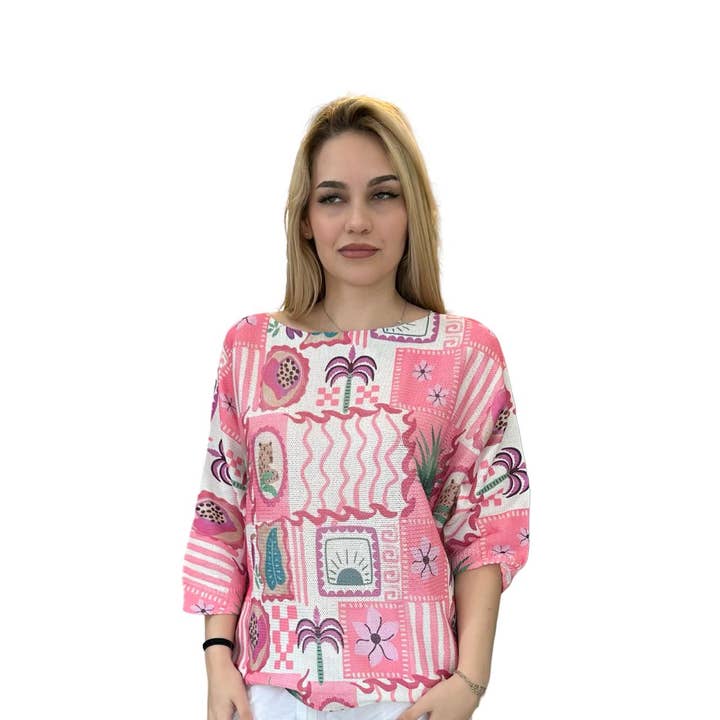 Haut imprimé pour femme MF-99831-1 pour la vente par CENTO UNO ITALY