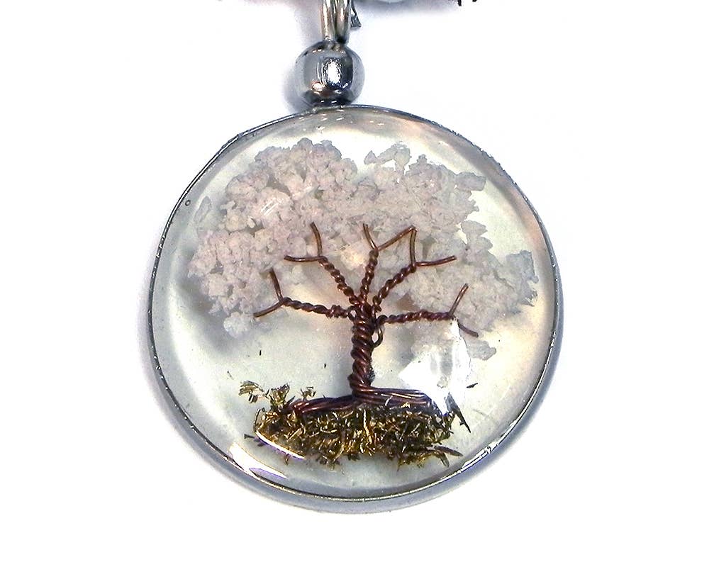 Pichincha - Wholesale Pendant/Charm Necklace - Round Acrylic Chip Stone Inlay Tree of Life Pendant Necklace6