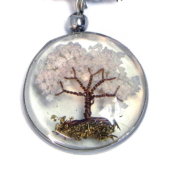 Pichincha - Wholesale Pendant/charm necklace - Round Acrylic Chip Stone Inlay Tree of Life Pendant Necklace6