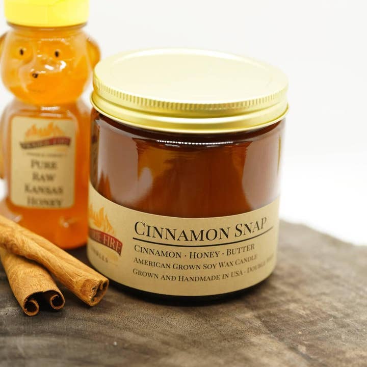 VIAI Beauty - Wholesale Jar/Filled Candle - Cinnamon Snap Soy Wax Candle | 16 oz Double Wick Amber Apothecary Jar3