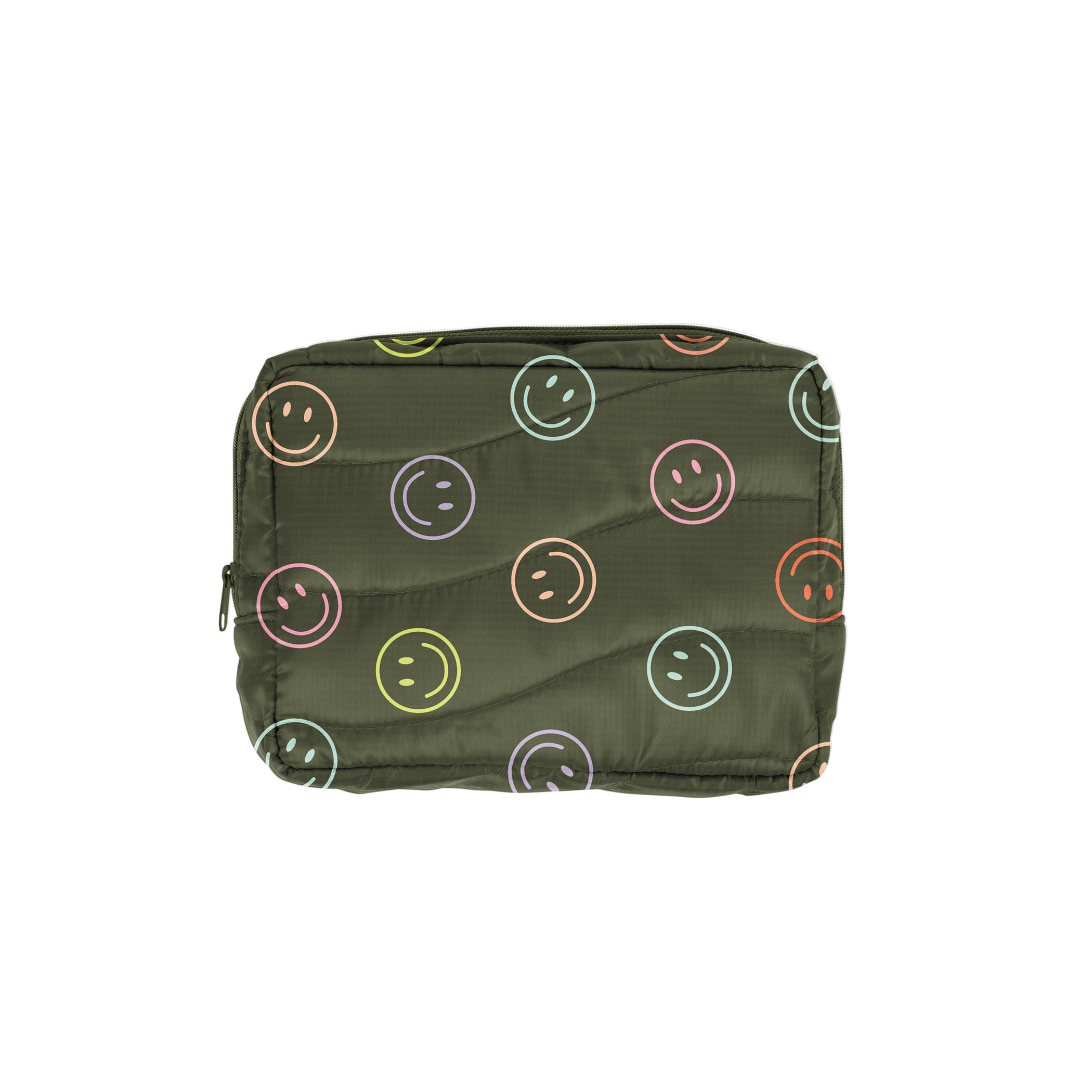 Talking Out of Turn - Wholesale Makeup/Cosmetic Bag - Green Smiley Puffy Busier Bee (Fall, Holiday, Gift)1