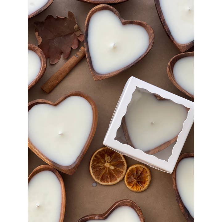 Candleglambyperry - Vente Bougie en bocal - Bougies en bois en forme de cœur2