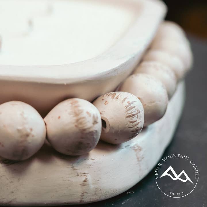 Cedar Mountain Candle - Wholesale Jar/Filled Candle - Vetiver & Sandalwood - 3 Wick, Beaded Clay Bowl Candle