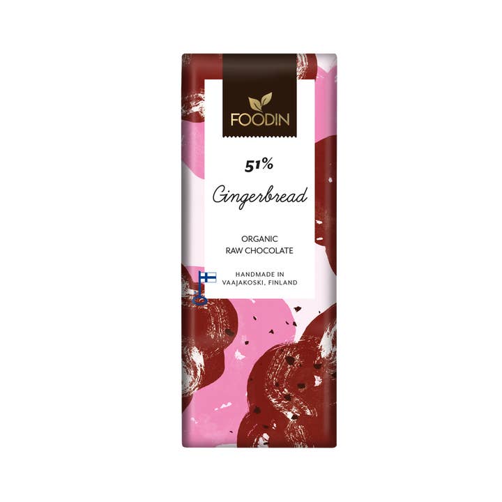 Foodin – Großhandel Schokoriegel – Lebkuchen aus roher Schokolade 51%, Bio 40 g