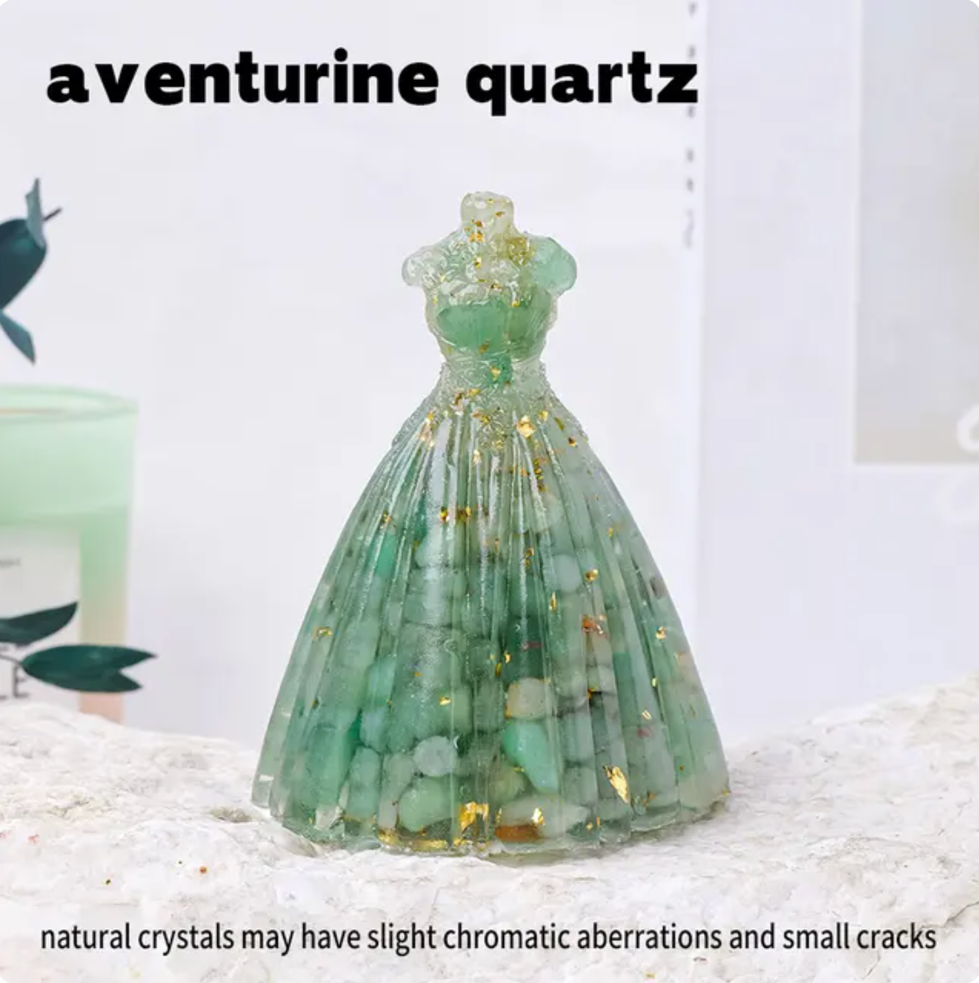 Crystolver (We Cover All Import Fees) - Wholesale Decorative Figurine - Princess Dress Crystal Gravel Statue2