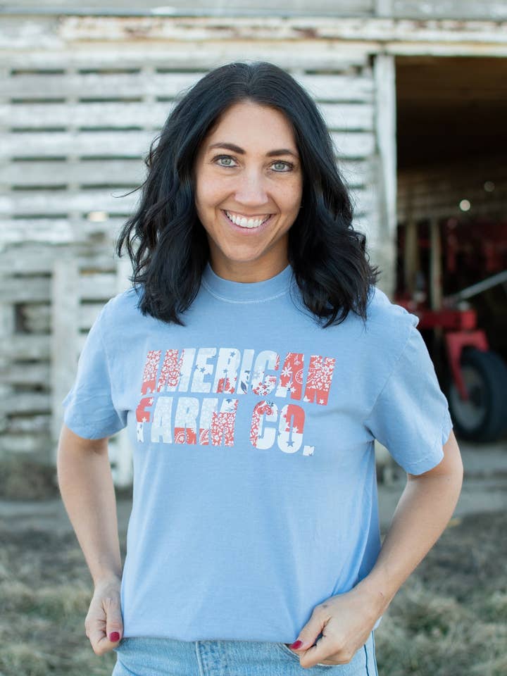 Paisley 'American Farm Co.' Blue Graphic Tee for wholesale by American Farm Company