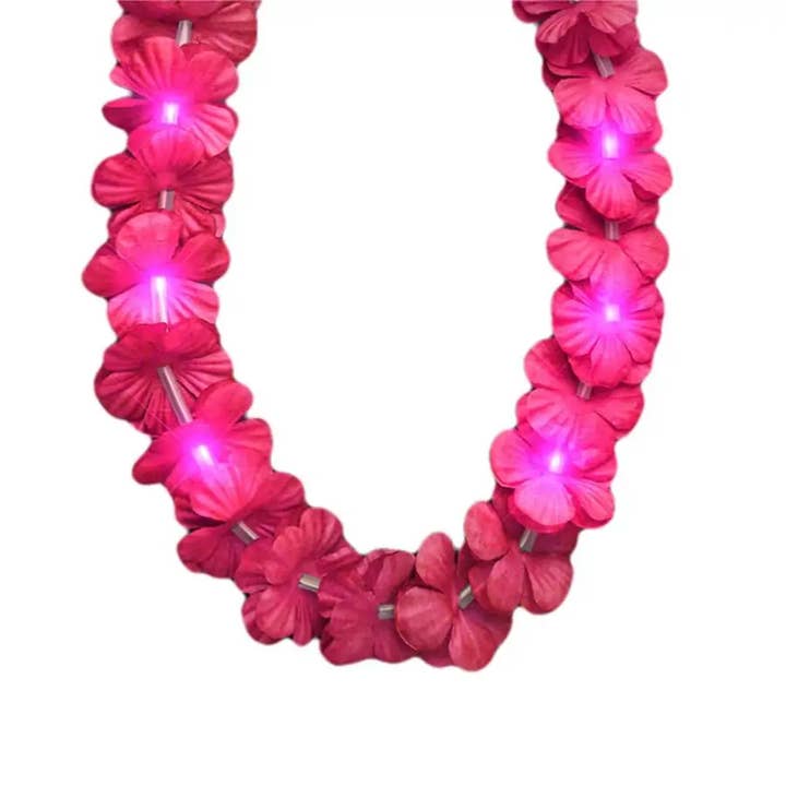 Blinkee.com, LLC - Wholesale Light-Up Toy - Kids & Baby - Light Up Hawaiian Flower Lei Necklace Pink1